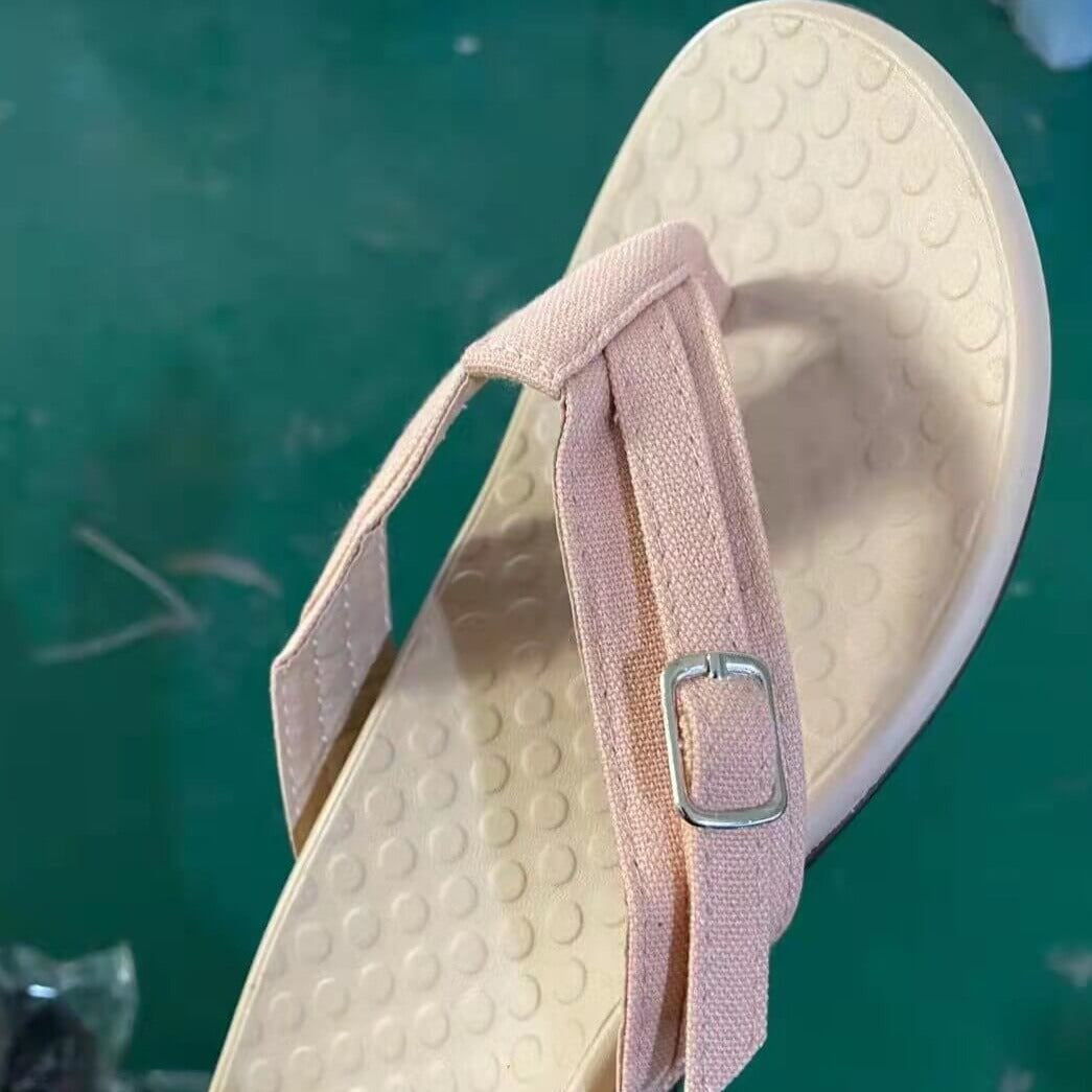Women's slip-on orthopedic sandals in white, offering breathable comfort for summer.