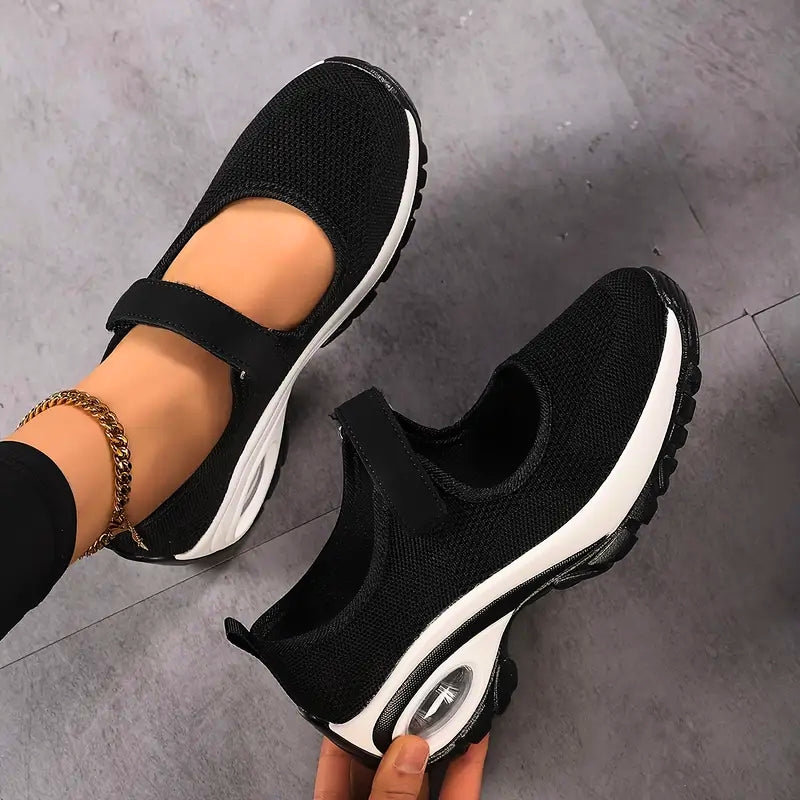 Women's walking shoes with a heel lift & arch support for enhanced comfort, stability & daily activities.
