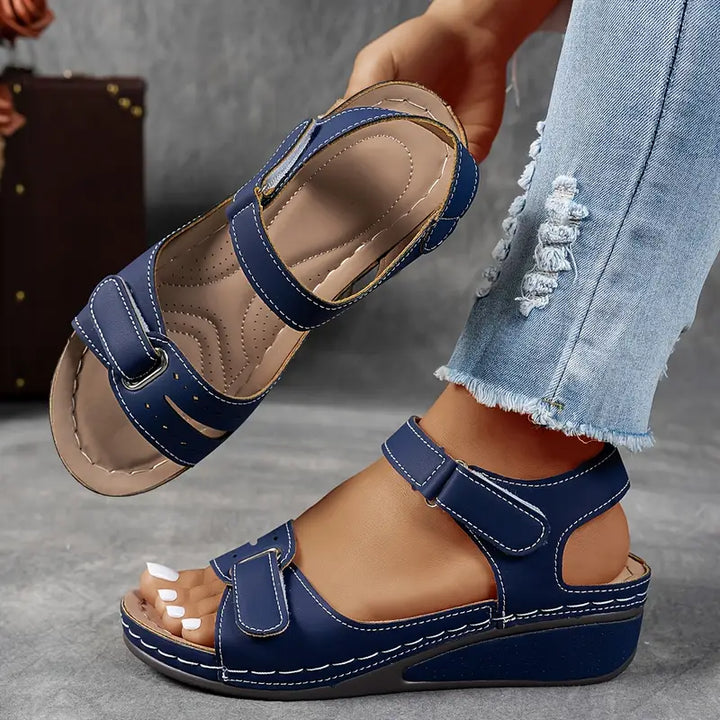 Comfortable women's orthopedic wedge sandals for all-day wear, featuring essential arch & heel support.
