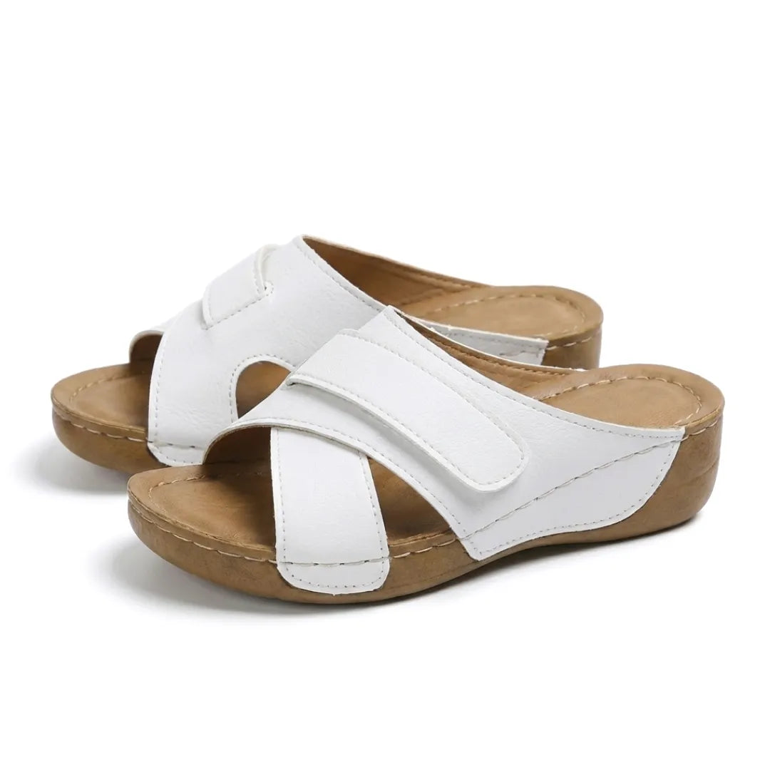 Posture-improving women's wedge sandals, orthopedic and comfortable.