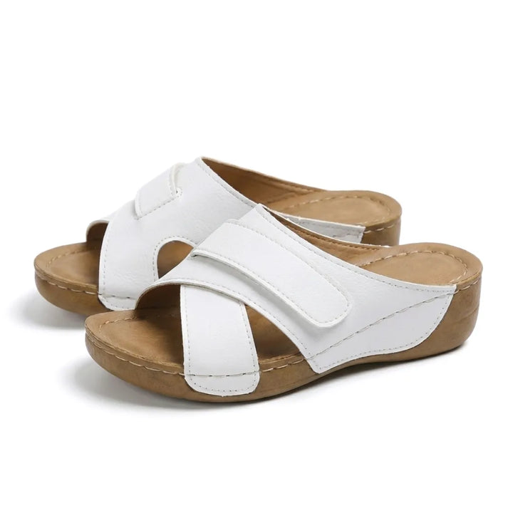 Posture-improving women's wedge sandals, orthopedic and comfortable.