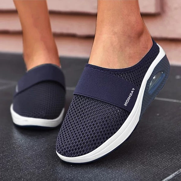 Supportive women's orthopedic wedge sandals with arch support, posture correction & shock absorption. For healthy feet.