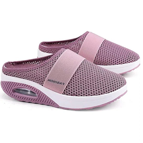 Women's wedge orthopedic sandals providing arch support, shock absorption & non-slip comfort for pain relief.