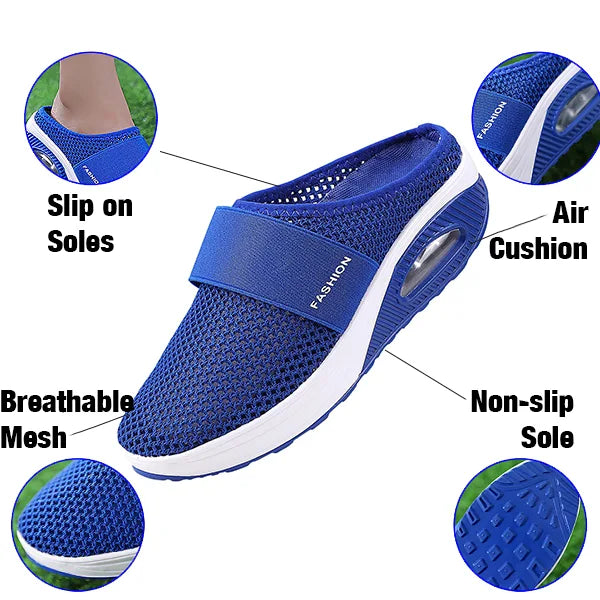 Side profile of women's orthopedic wedge sandals, highlighting arch support, posture correction & comfort design.
