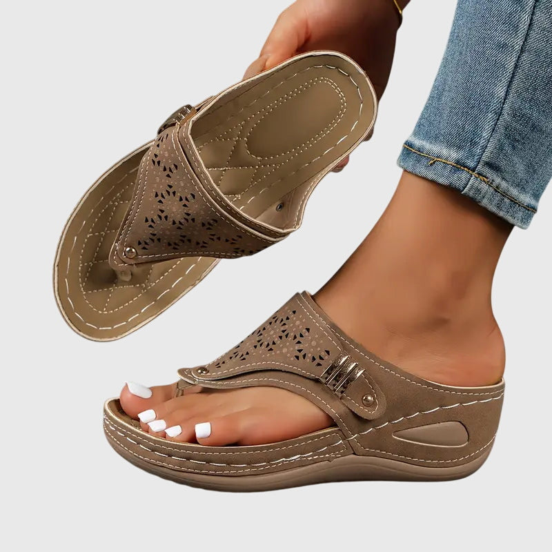 Women's orthopedic wedge sandals with arch support for superior comfort and foot pain relief.
