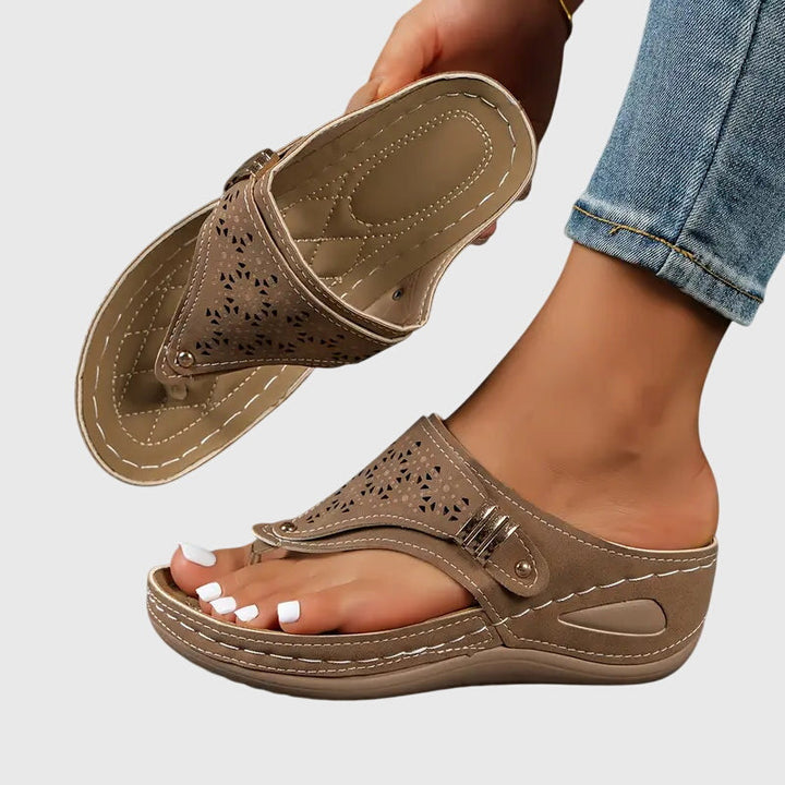 Women's orthopedic wedge sandals with arch support for superior comfort and foot pain relief.