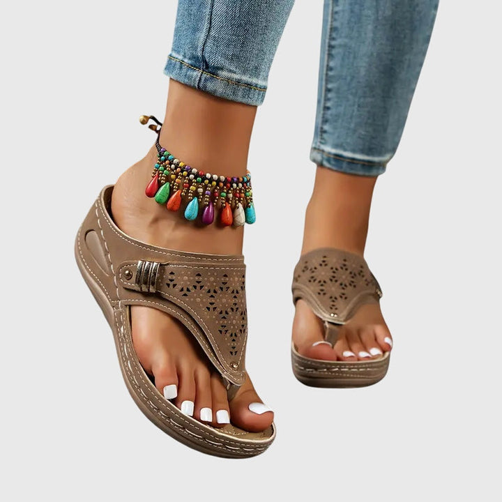 Women's comfort footwear: orthopedic wedge sandals with arch support, perfect for summer casual wear.