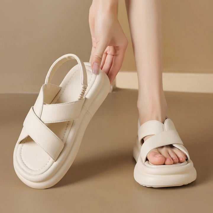 Women's comfortable wedge sandals with arch support, ideal for orthopedic daily wear.