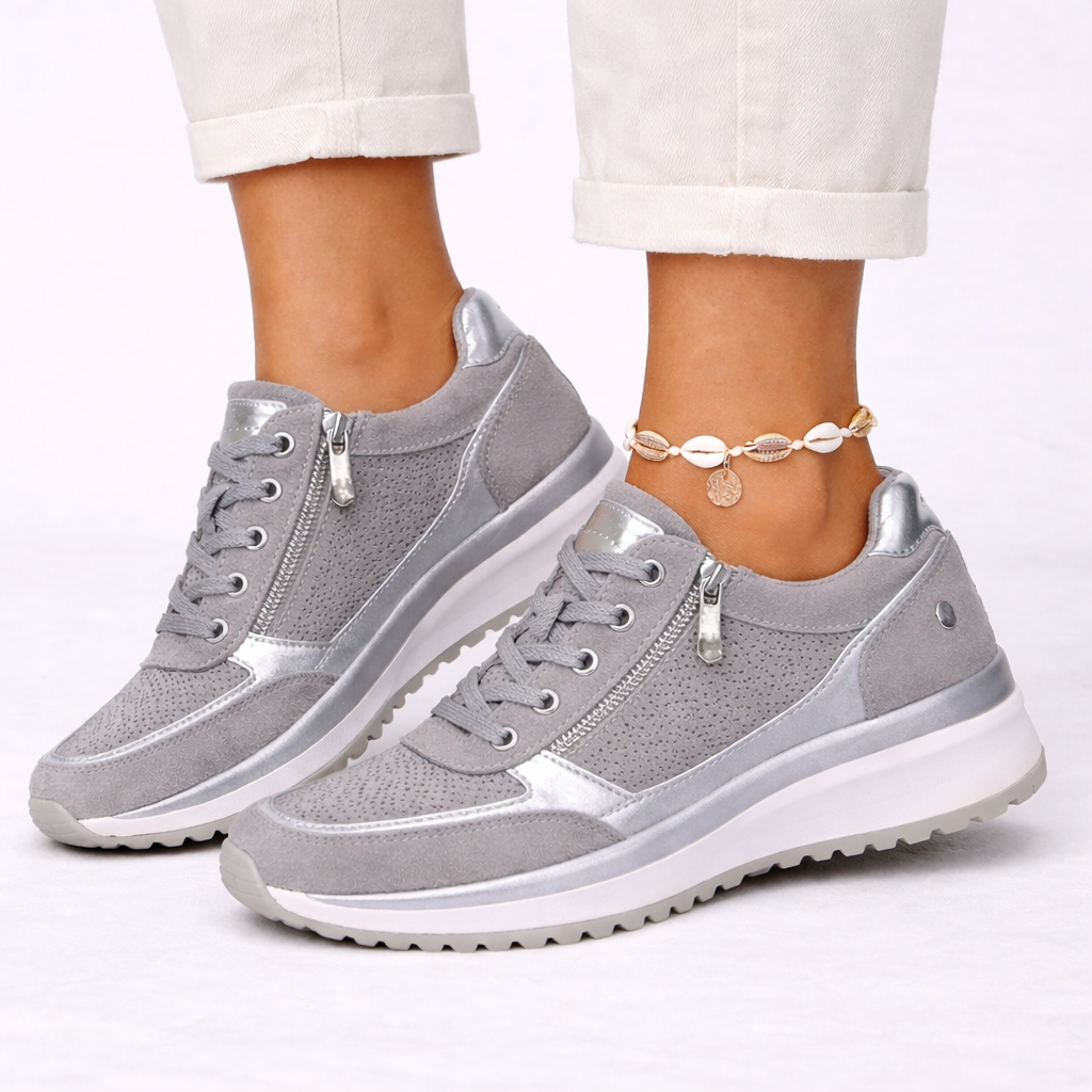 Women's orthopedic wedge sneakers offering all-day comfort & support. Stylish, casual footwear perfect for walking.