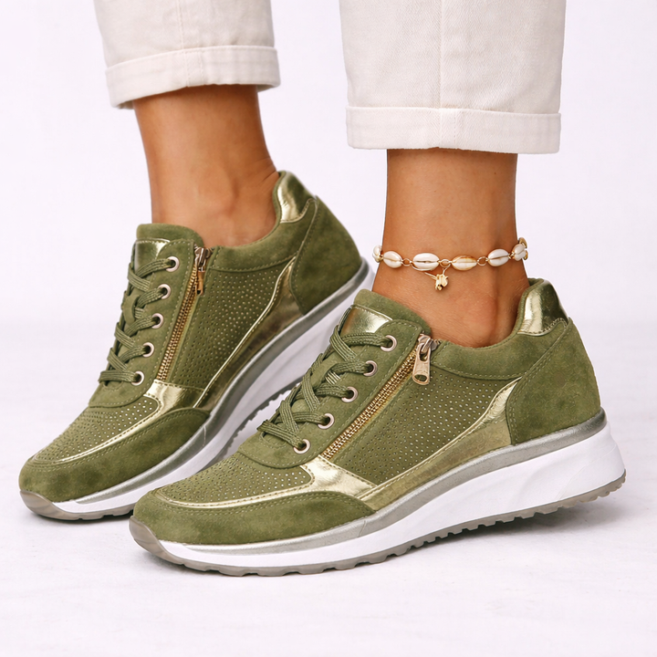 Comfortable women's orthopedic wedge sneakers, ideal for walking. Supportive, stylish casual footwear for all-day wear.