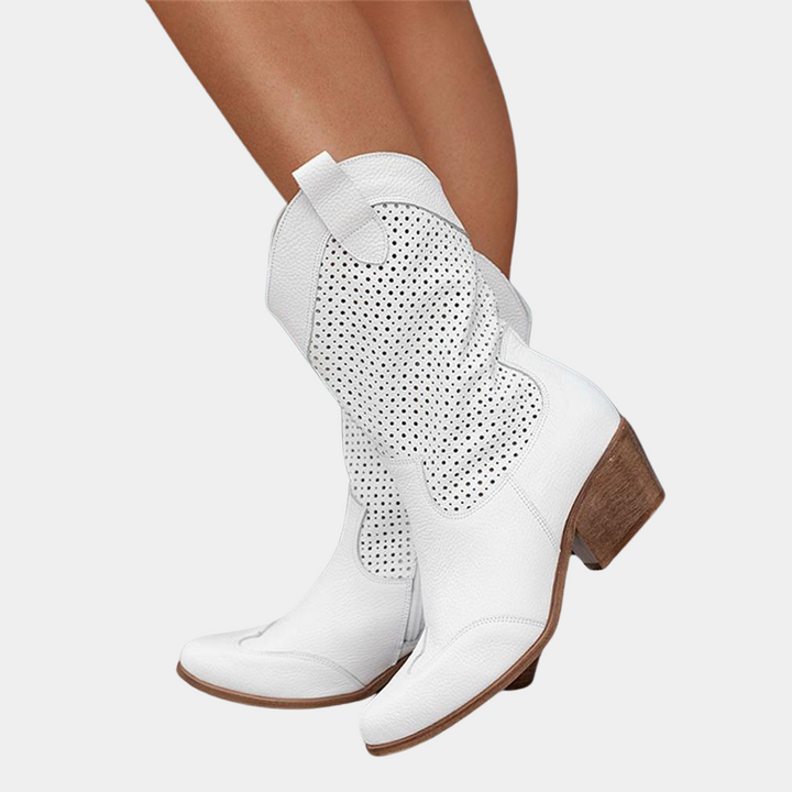 Women's orthopedic western cowboy boots for all-day comfort, featuring arch support and classic style.