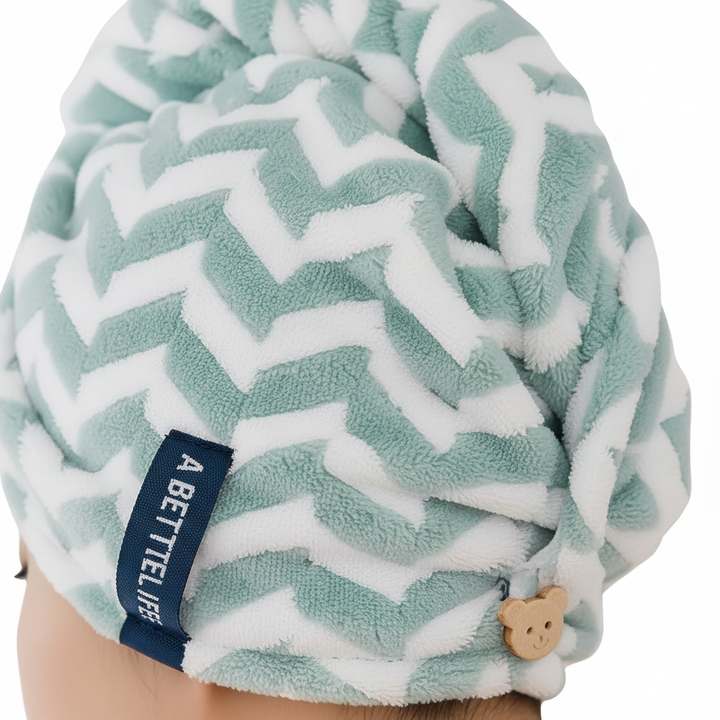 Absorbent striped turban hair wrap, oversized design for women's hair care after showering