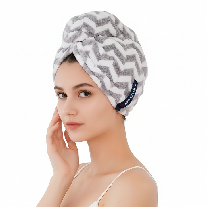 Large striped turban towel for women, quick dry polyester head wrap, a beauty accessory