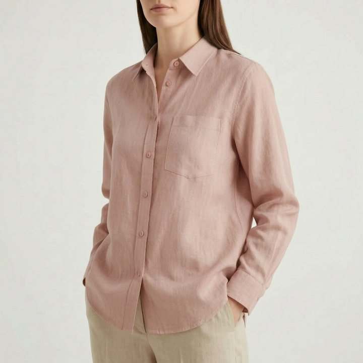 Versatile women's oversized button-down top, offering a relaxed fit for stylish casual wear.