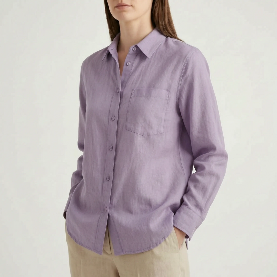 Trendy women's oversized button-down shirt, a relaxed fit and comfortable top for modern casual outfits.