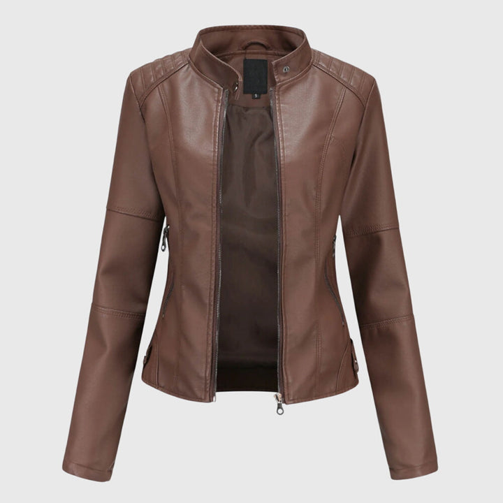 Chic women's collared shacket with a button front, ideal for trendy oversized outerwear and effortless layering.