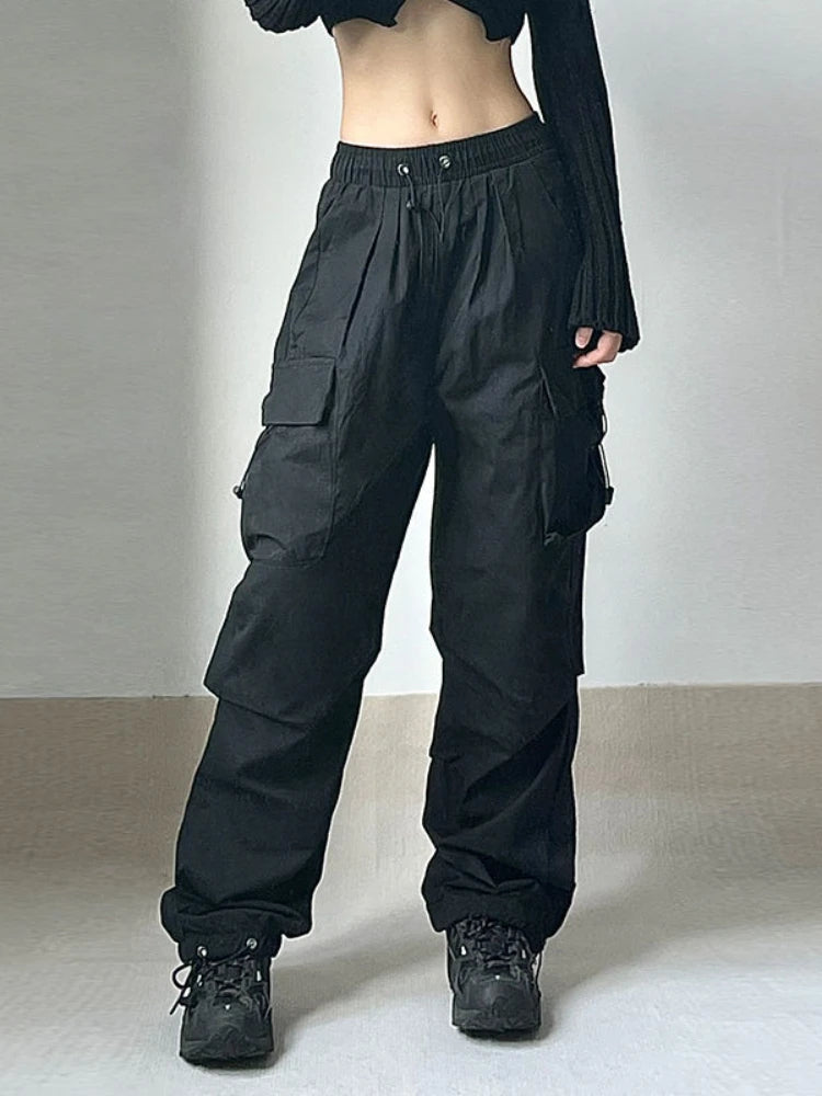 Textured close-up of women's durable cargo pants fabric, showcasing quality and comfortable wear.