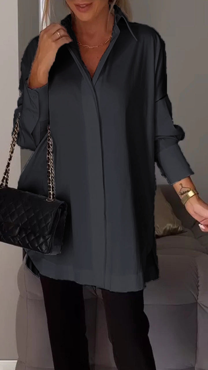 Blanca women's oversized collared blouse, a comfortable and stylish long sleeve top.