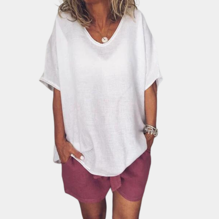 Stylish women's oversized cotton tee in a vibrant color, emphasizing comfortwear and eco-friendly design