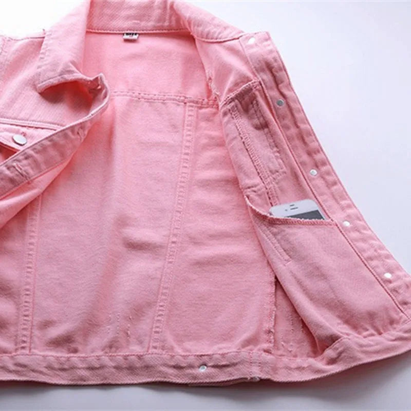 Casual women's sleeveless denim vest with trendy distressed details.