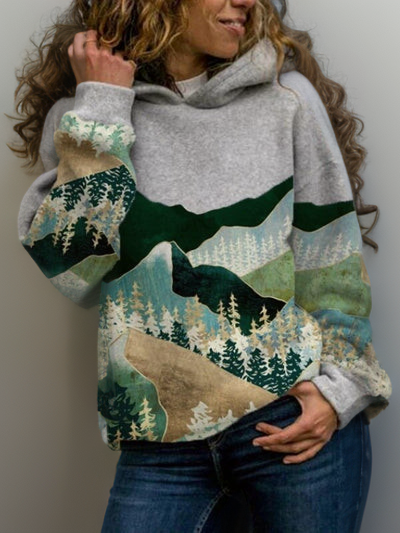 Trendy Harajuku style women's oversized hoodie. Features a cool graphic print for comfortable, relaxed fit urban fashion.
