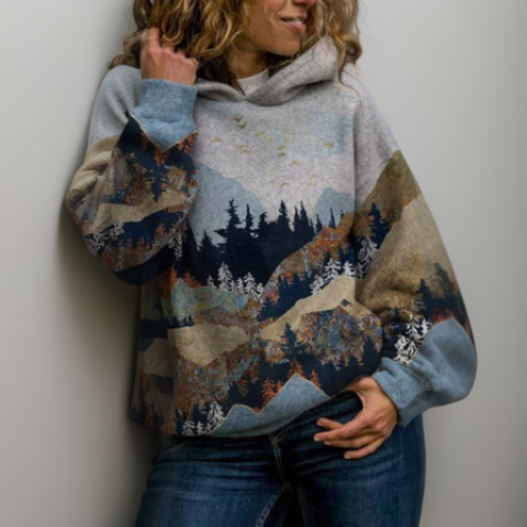Relaxed fit women's Harajuku oversized hoodie. Trendy urban style with a vibrant graphic print for cozy casual wear.