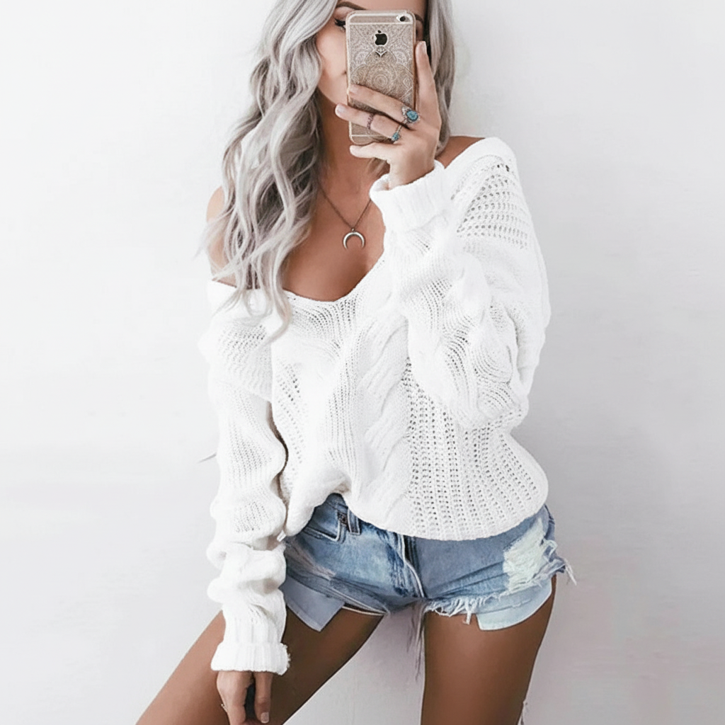 Casual women's round neck oversized knit pullover sweater for autumn fashion