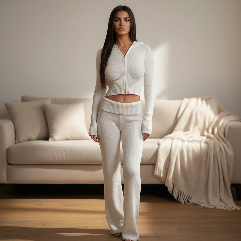 Women's oversized lounge suit, Emilia flared pants & hoodie set, comfortable casual loungewear for women