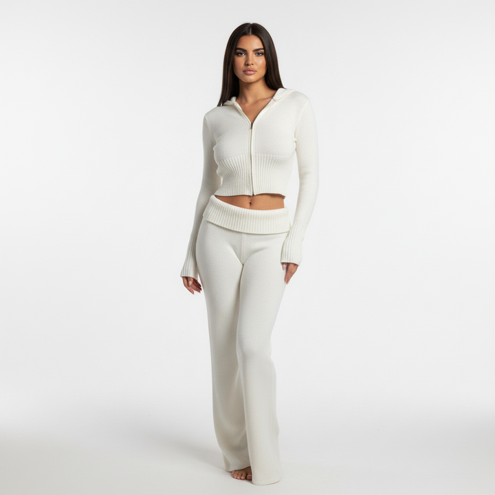 Comfy women's oversized loungewear set, Emilia hoodie and flared pants, perfect for relaxing at home