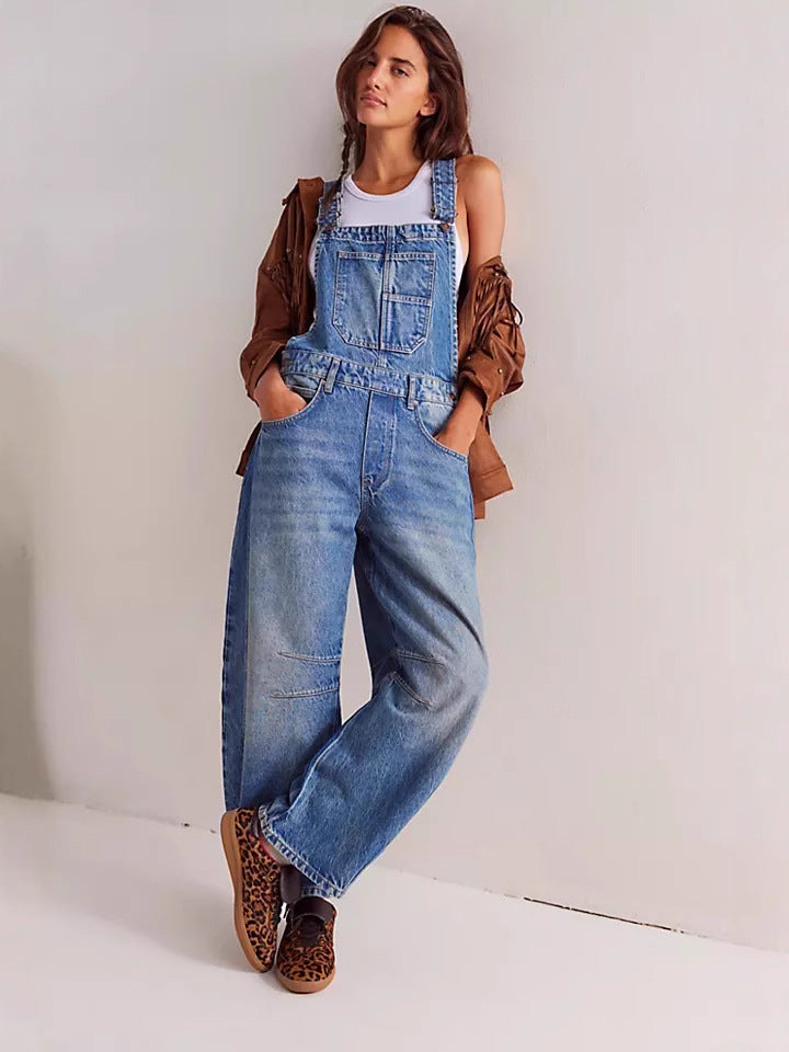 Women's oversized overalls with utility pockets, adjustable straps, and a relaxed, comfortable fit.