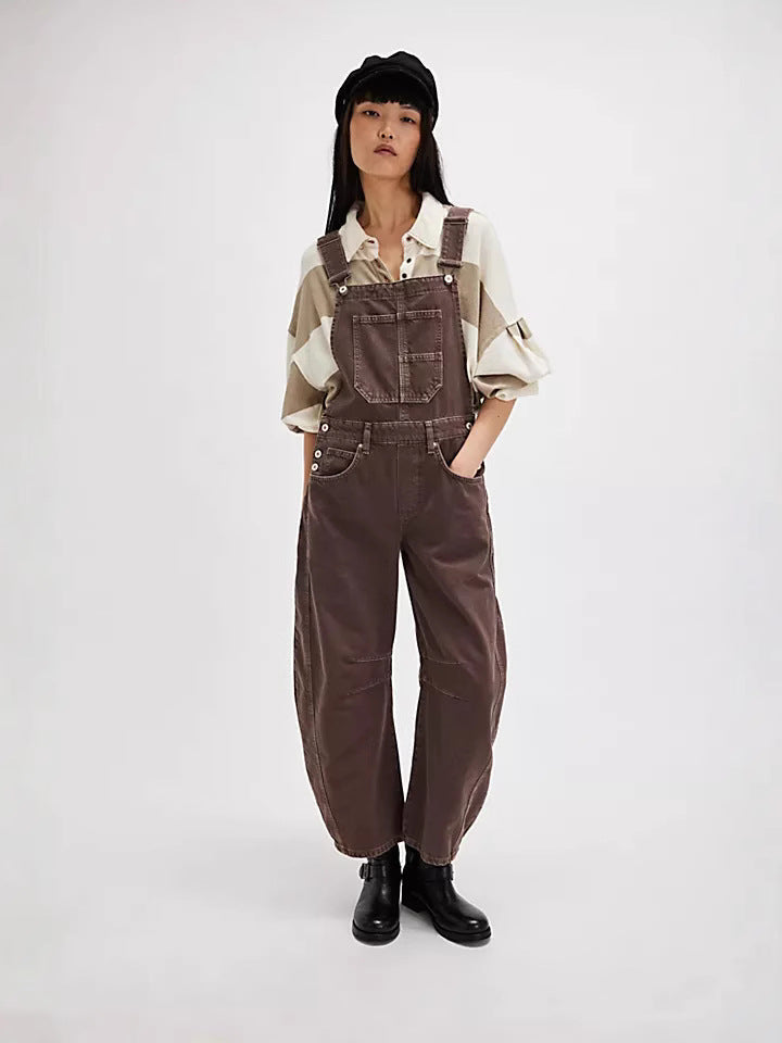 Relaxed fit women's oversized overalls with adjustable straps for ultimate comfort & modern style.