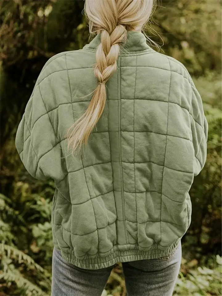 Women's casual oversized padded jacket, comfortable transitional wear.