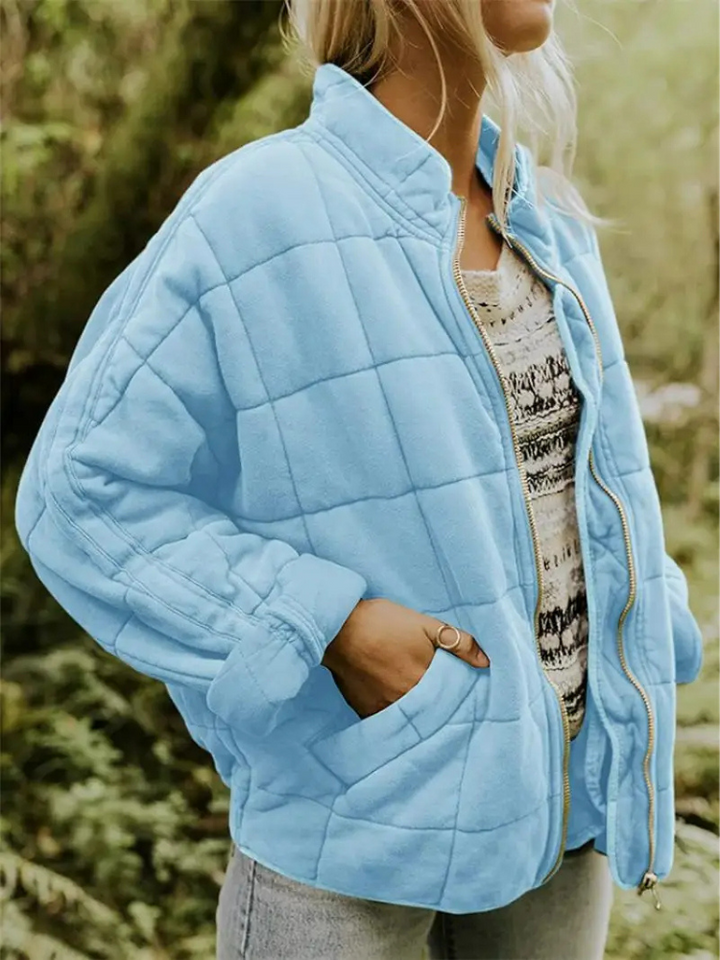 Comfortable ladies padded jacket, oversized fit, perfect for fall fashion.