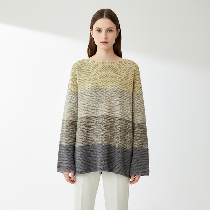 Monika oversized knitted sweater, autumnal patchwork top for women