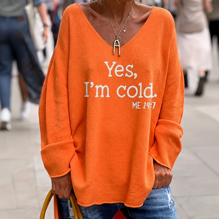 Autumn fashion: Women's patterned oversized V-neck knitwear, perfect for winter