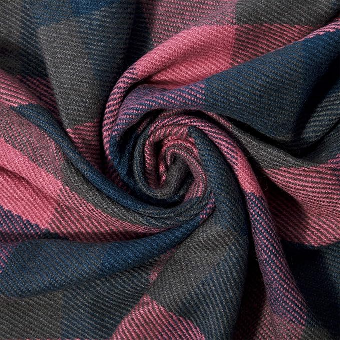 Warm oversized plaid winter scarf for women, ideal for layering and cold weather comfort.