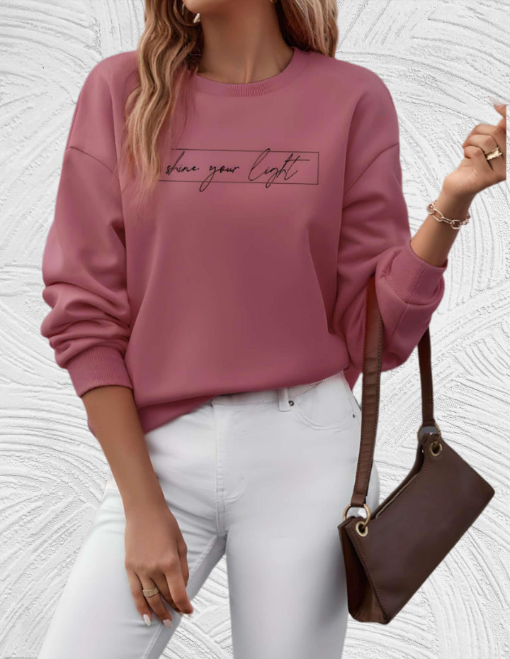 Effortlessly stylish oversized women's round neck sweater, cozy knit for fall & winter comfort.