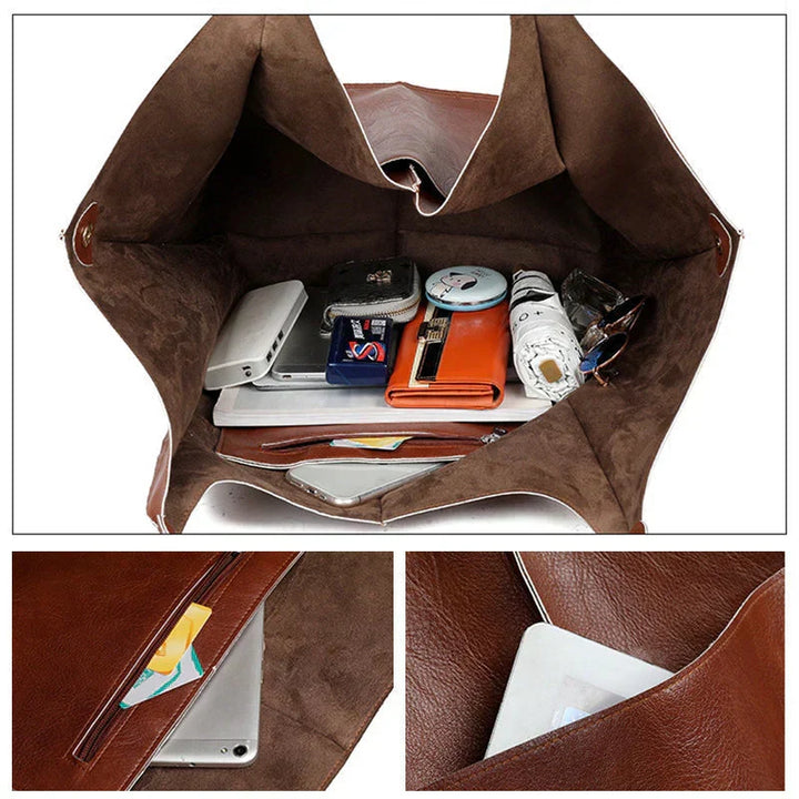 Spacious women's tote bag, oversized design, comfortable shoulder strap for daily carry.