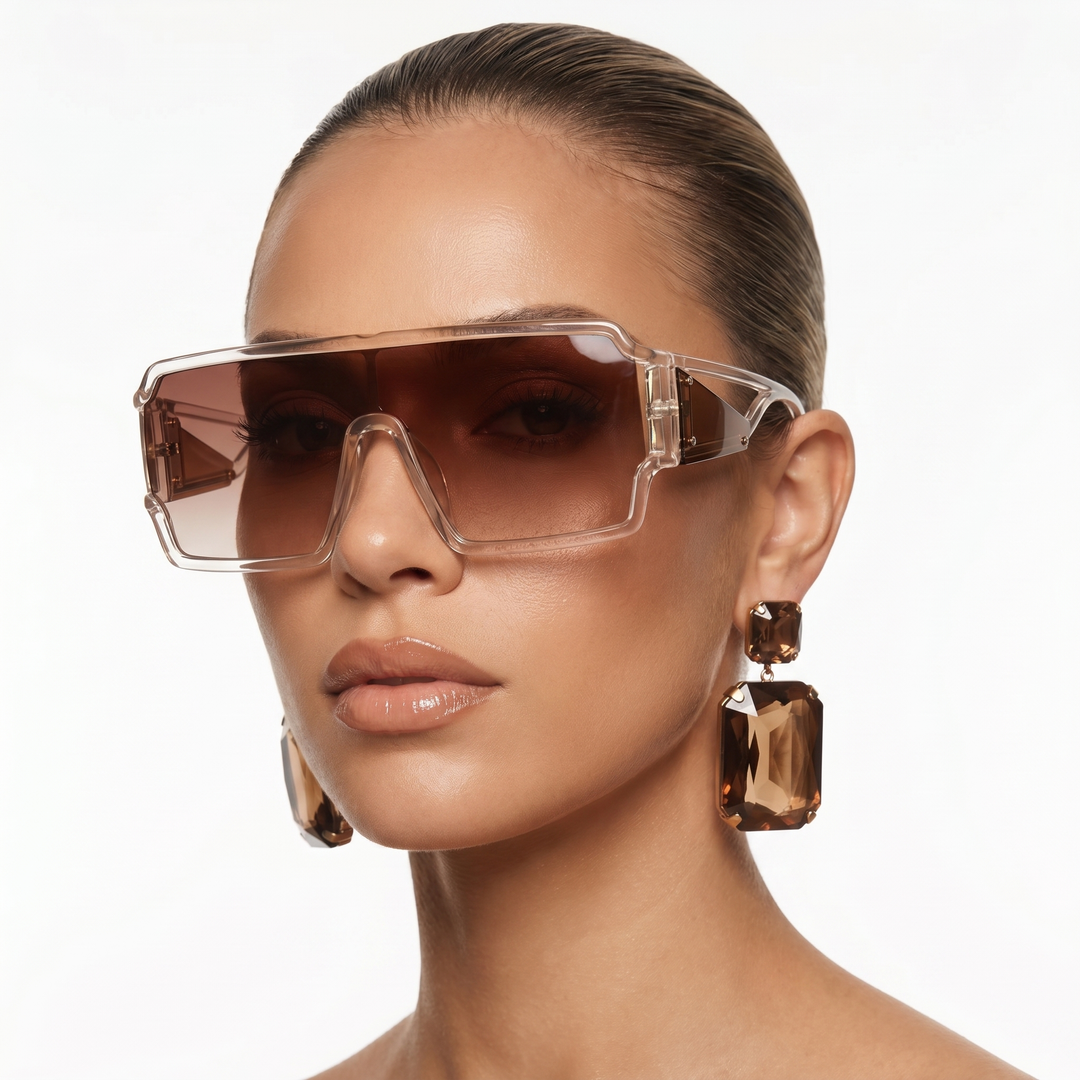Stylish women's oversized square sunglasses, UV400 protected, with anti-reflective gradient lenses.