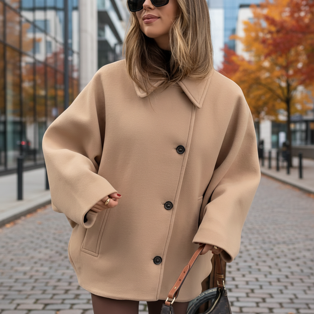 Women's oversized transition jacket Elisa, lightweight autumn/spring outerwear with buttons