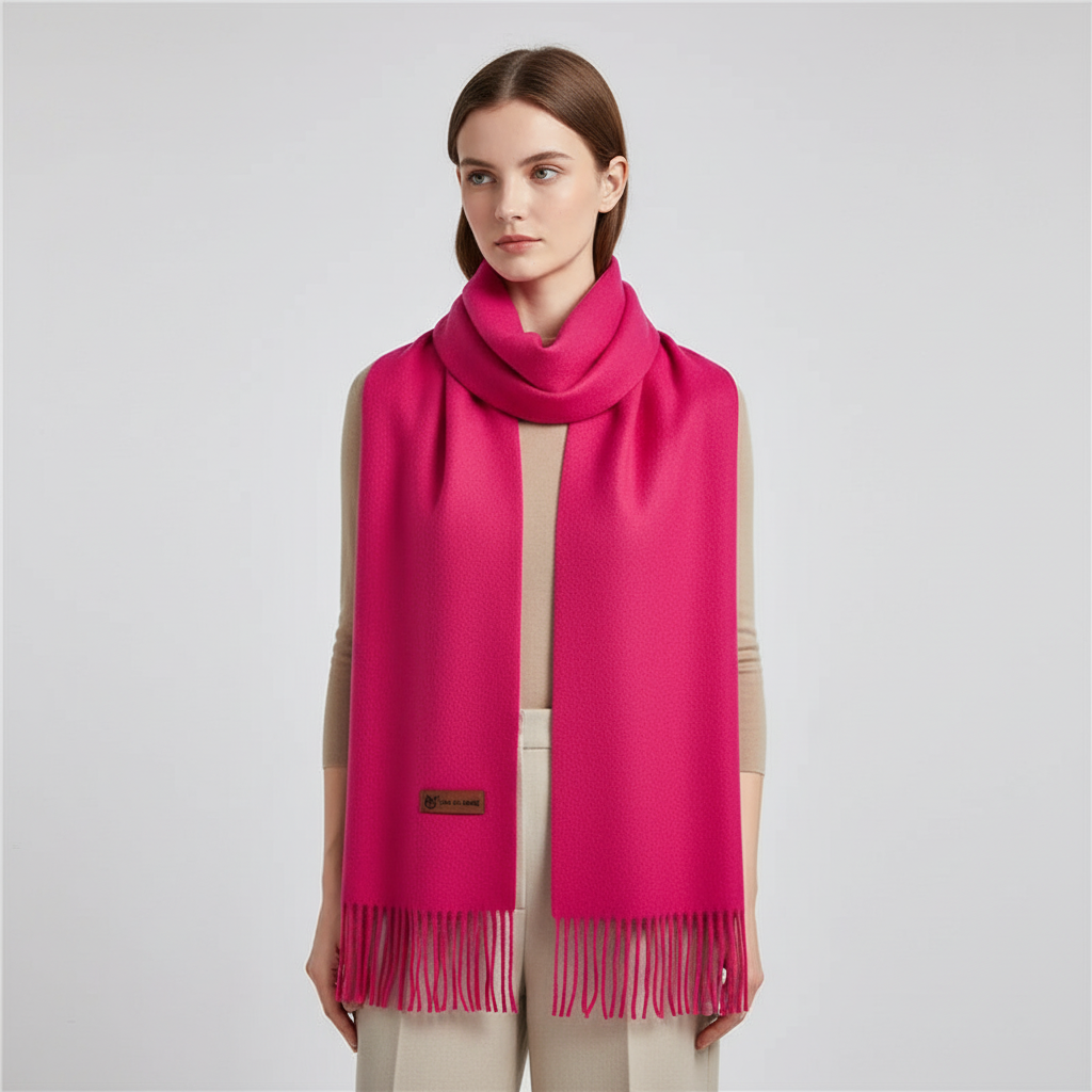 Chic women's oversized winter wrap, a cozy and warm fashion scarf for chilly climates.