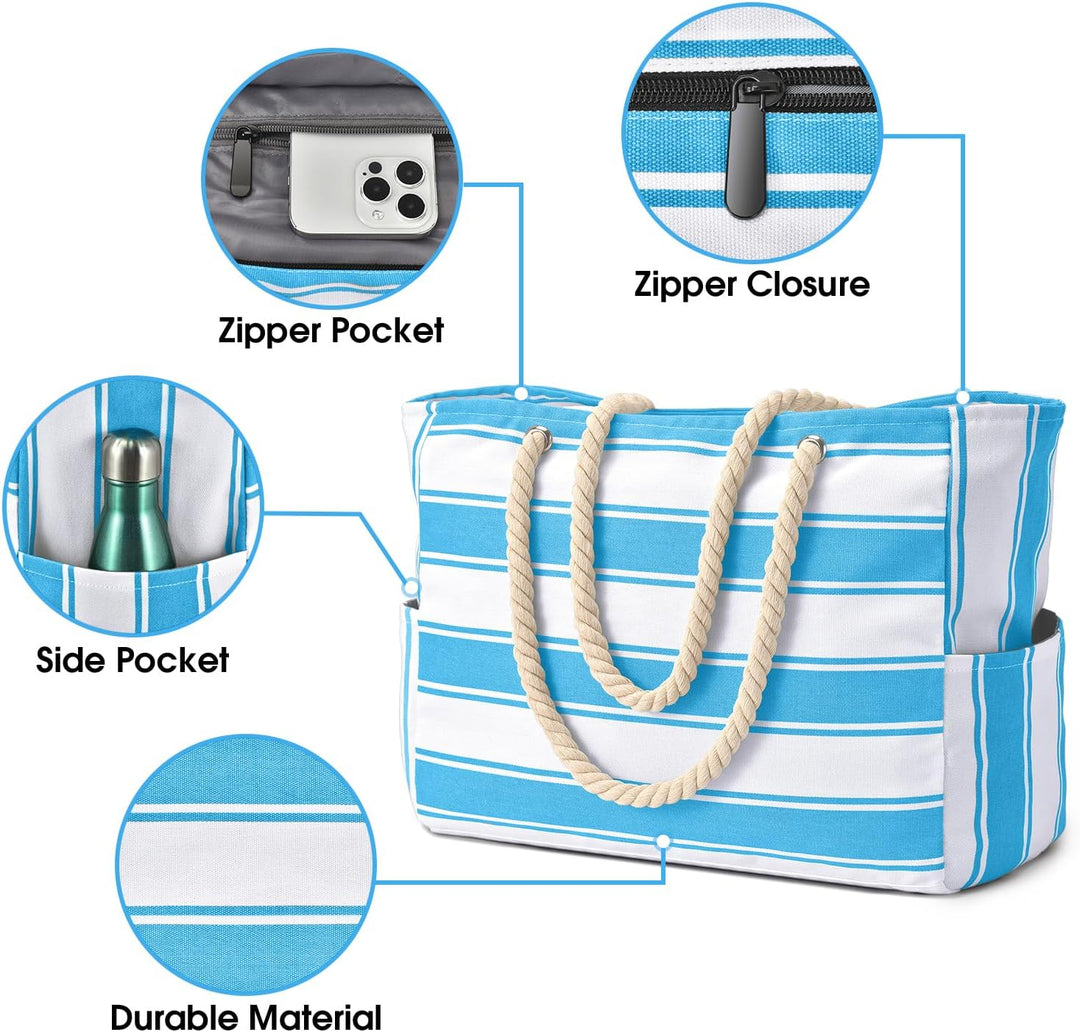 Women's large waterproof pool bag, keeping towels and snacks organized.