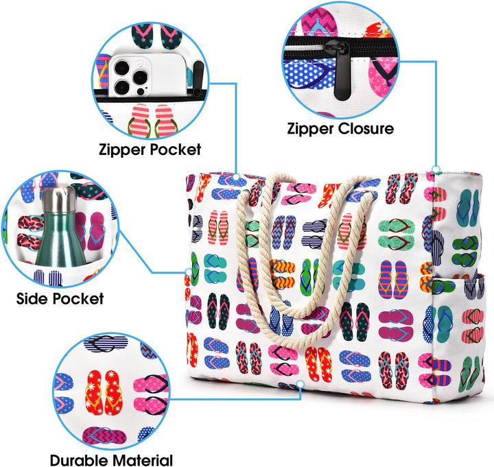 Women's waterproof beach bag, perfect for carrying family items to the shore.