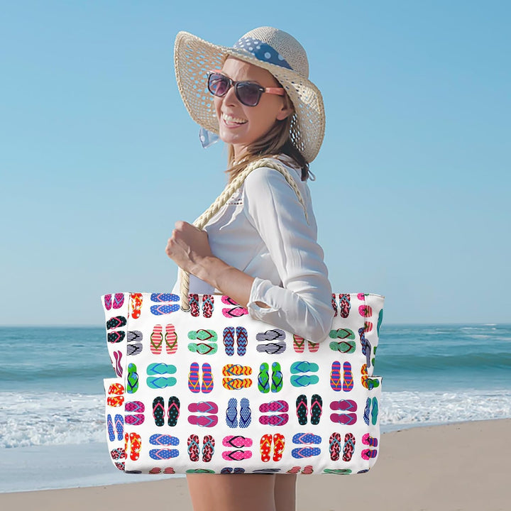 Large sandproof pool bag for women, perfect for picnics by the water.