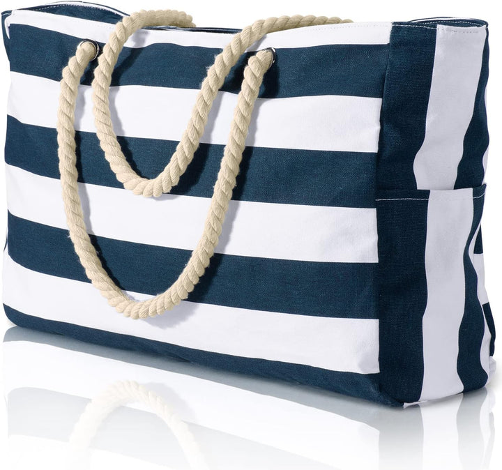 Oversized sandproof tote bag for women, perfect for a day at the beach or by the pool.