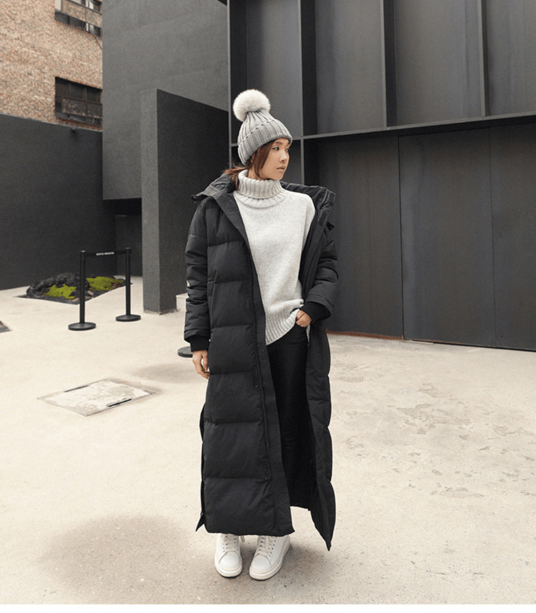 Fashionable women's oversized winter coat; waterproof outerwear for extreme cold protection.