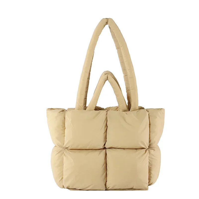 Women's Padded Cloudline Puffer Tote Bag; stylish, soft & large capacity shoulder bag for everyday.