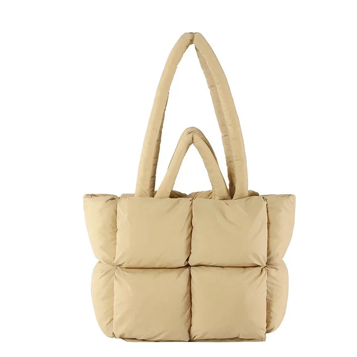 Women's Padded Cloudline Puffer Tote Bag; stylish, soft & large capacity shoulder bag for everyday.