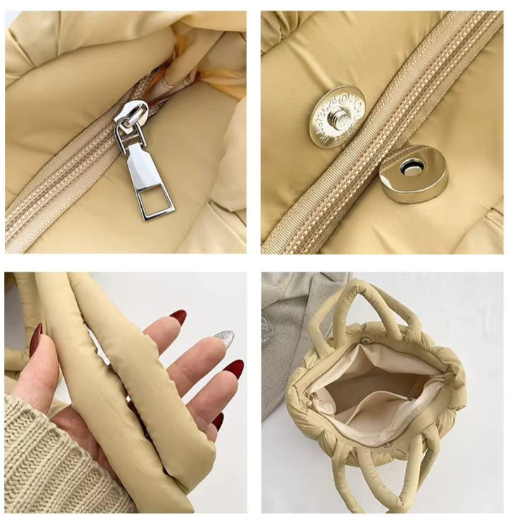 Women's everyday Cloudline Puffer Tote Bag; stylish, soft, padded, and a practical shoulder bag.