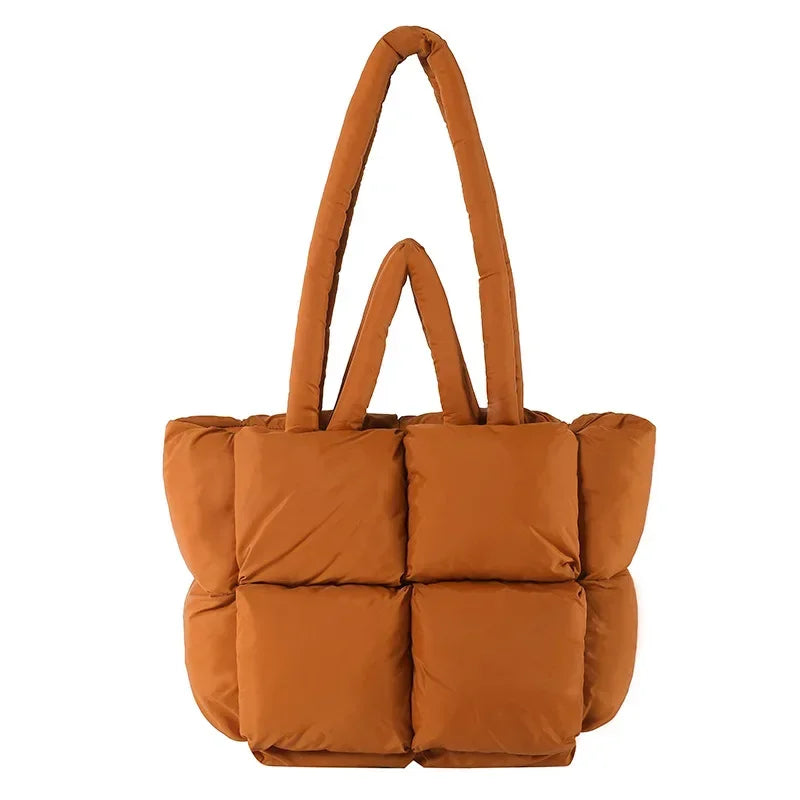 Cloudline Puffer Tote Bag for women; a chic, padded shoulder bag & fashion accessory with ample space.